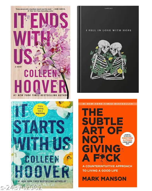 IT END WITH US BY COLLEEN HOOVER + IT STARTS WITH US BY COLLEEN HOOVER + I FELL IN LOVE WITH HOPE BY LANCALI + THE SUBTLE ART OF NOT GIVING A BY MARK MANSON