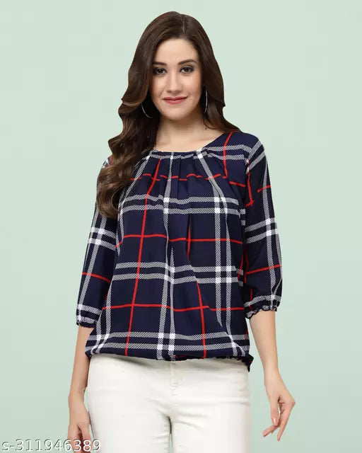 New Printed Crepe Western Wear Top
