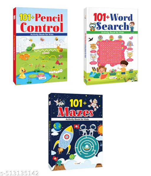 101+ Word Search Mazes and Pencil Control Activity Book for Kids : Fun Learning Activities Kids Workbook Children's Workbook for Learning Childhood Learning Book - Combo of 3 Books
