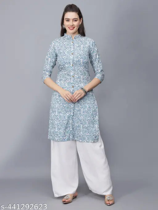 Women Floral Print Pure Cotton Straight Kurta