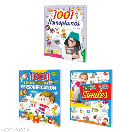 1001 Homophones Similes and Sentences on Personification book for kids : Grammer learning book Children book of learning English learning for kids - Pack of 3 book for kids.