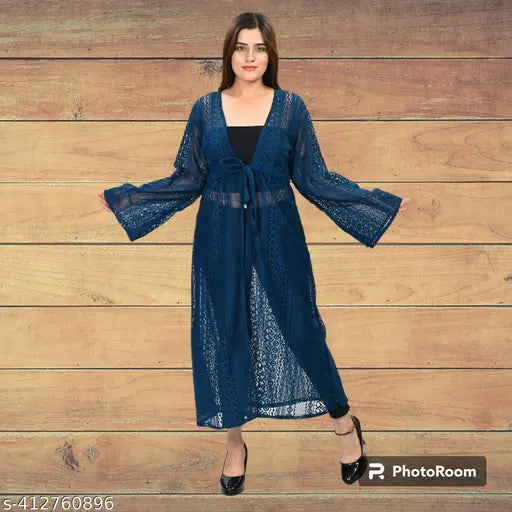 Woman Long Net Shrug