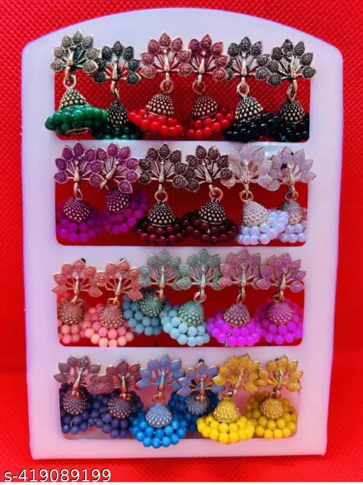 Ethnic Western Oxidize Small Earring Jumki For Women And Girls Amber Crystal Zinc Jhumki Earring Earring Set Drops & Danglers
