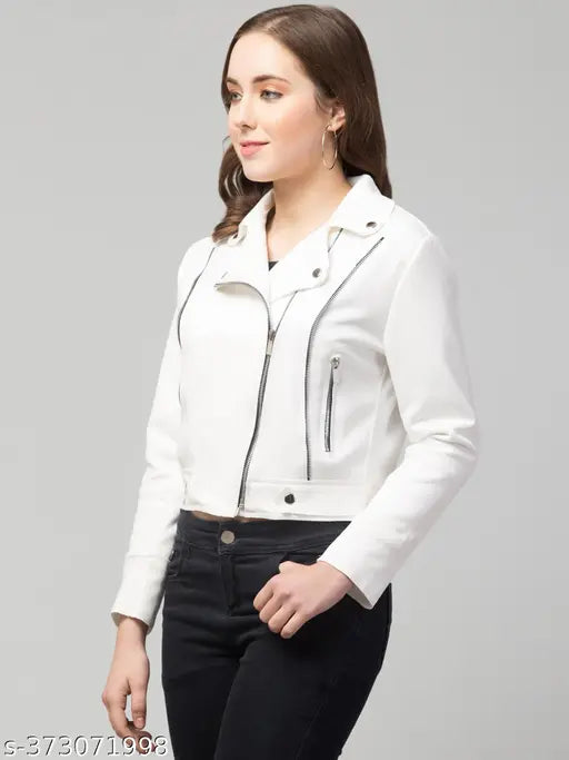 Avyola Women Solid Leather Jacket Streetwear Classic Winter full Sleeve Suede Zipper Jacket.