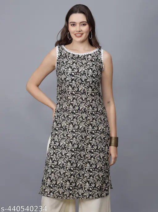 Women Floral Print Pure Cotton Straight Kurta