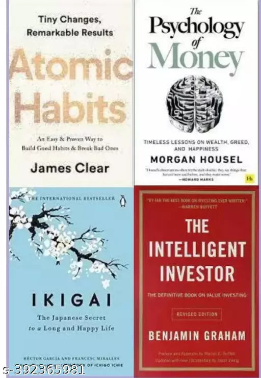 Atomic Habits + The Psychology + Ikigai + The intelligent investor (English Paperback