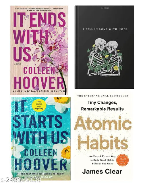 IT END WITH US BY COLLEEN HOOVER + IT STARTS WITH US BY COLLEEN HOOVER + I FELL IN LOVE WITH HOPE BY LANCALI + ATOMIC HABITS BY JAMES CLEAR