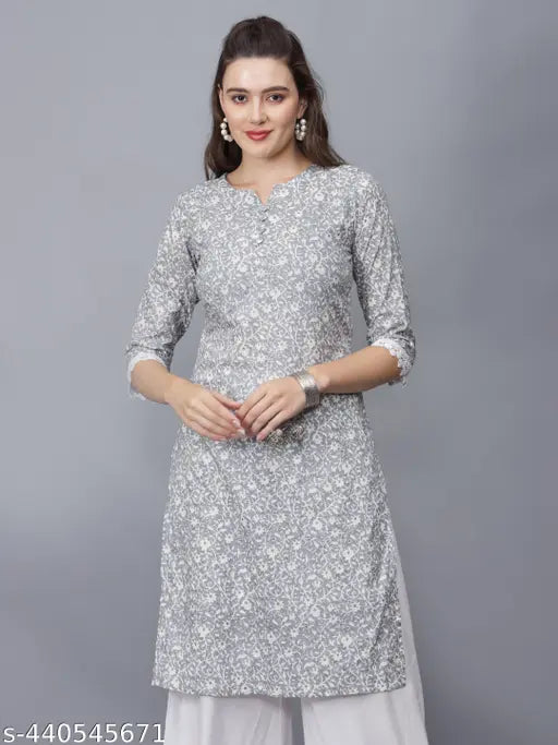 Women Floral Print Pure Cotton Straight Kurta