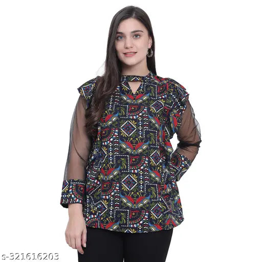 Nature Craft Multicolor Poly Crepe Floral Printed Full sleeve Women Tunic