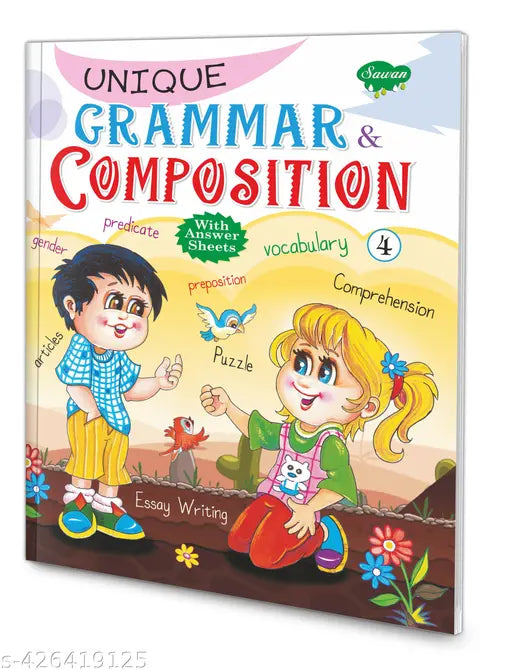 Unique Grammar & Composition – 4 Books for kids : Grammar Composition Book for kids learning book for kids English grammar book.