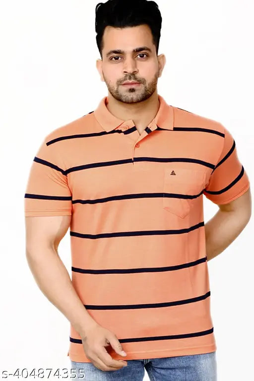 Men Polo Neck Striper Tshirt