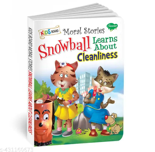Snowball Learns About Cleanliness board book : Moral stories books Board book for kids story book for kids (Hardcover).