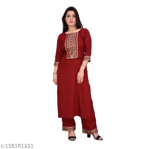 Look and like Viscose Rayon Ethnic kurti pant yok pattern kurta and palazzo set for women