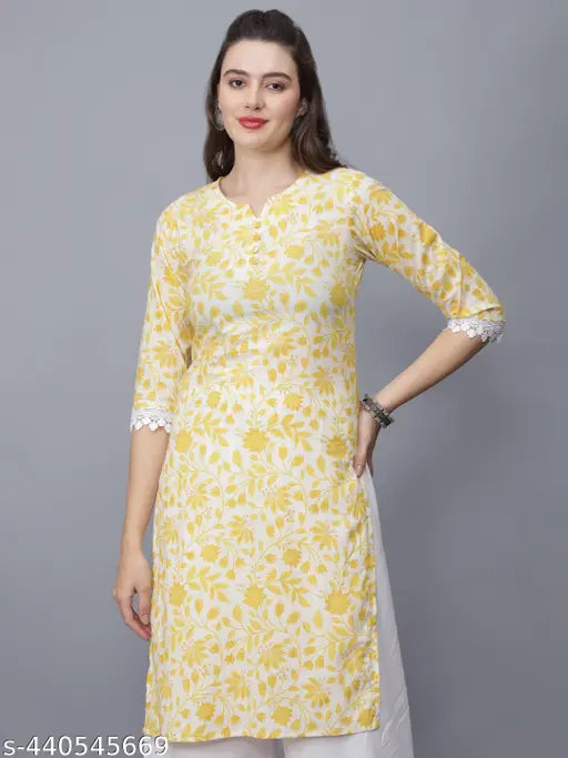 Women Floral Print Pure Cotton Straight Kurta