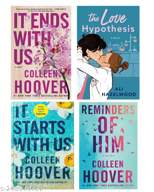 IT END WITH US BY COLLEEN HOOVER + IT STARTS WITH US BY COLLEEN HOOVER + THE LOVE HYPOTHESIS BY ALI HAZELWOOD + REMINDERS OF HIM BY COLLEEN HOOVER
