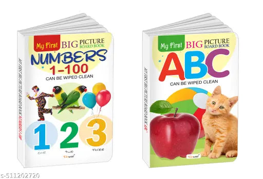 My First Big Picture Board Book ABC and Numbers 1-100 : Board books for toddlers Toddler learning board book Early learning picture books - Pack of 2 board books