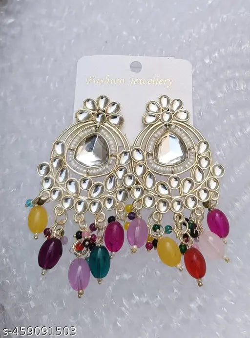 Gold Plated Multicolour Earring multicolour gemstones ethnic earrings Traditional earrings.