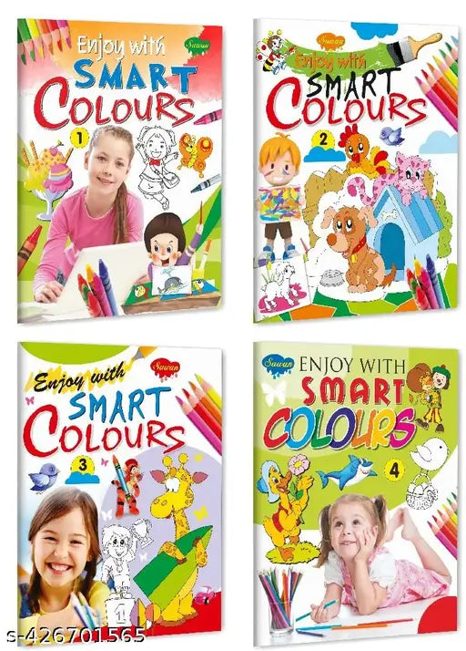 Enjoy with Smart – 1 2 3 and 4 Colouring books for kids : Colouring books for kids Kids colouring adventure Children's colouring fun Book - Combo of 4 colouring books