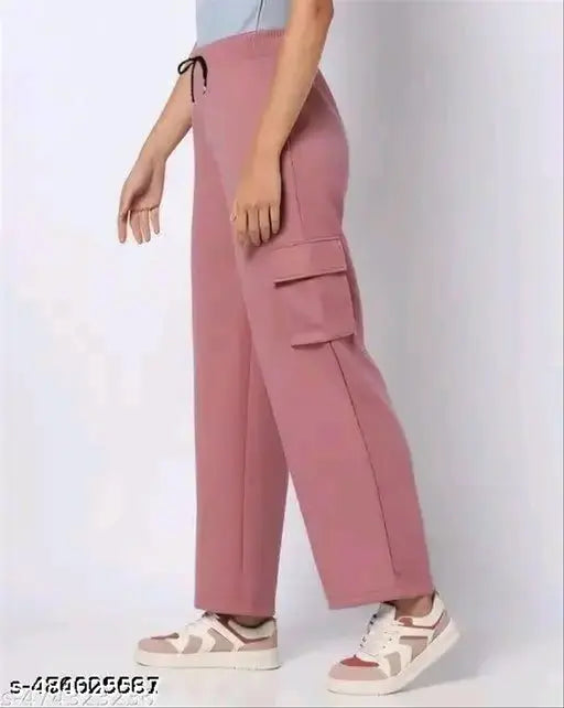 Women solid 4 pockets jogers cargo pants