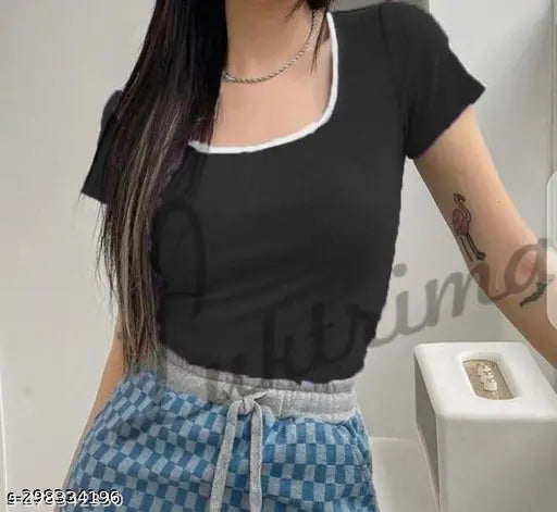 Deepneck Short Contrast Top