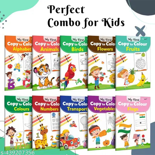 Children's educational Colouring book collection : Kid's First Library Pack Colouring book for preschoolers Educational picture books for toddlers Of 10 Colouring Books