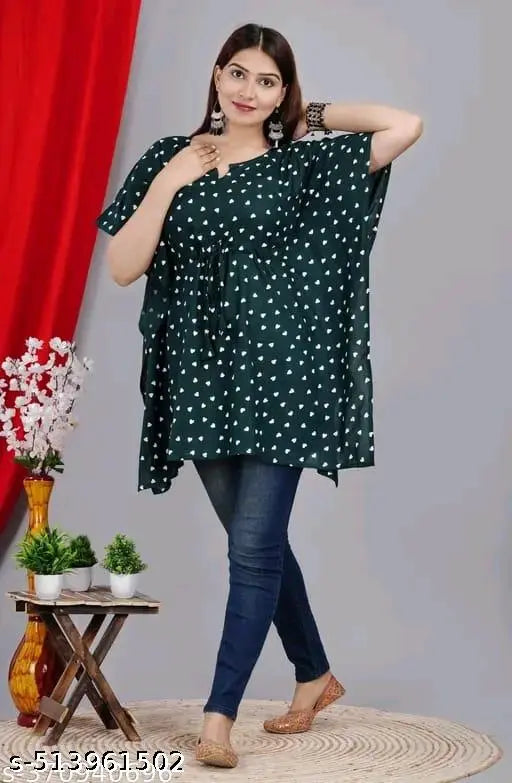 Women polka dot print kaftan stylish top