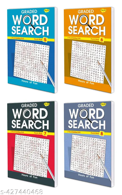 Graded Word Search - 5 6 7 and 8 books : Word search activity book Learning book for children Activity books for kids - Gift pack of 4 learning book.