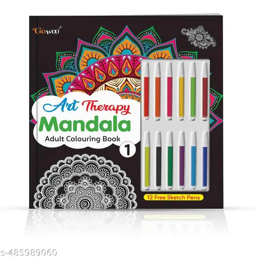 Mandala Magic : Art Therapy Adult Coloring Book 1 : with 12 High-Quality Sketch Pens and Tear-Out Sheets Relaxing and Creative Coloring Adventure Perfect for Stress Relief and Mindfulness.