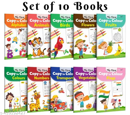 My first Picture Colouring library Set : Learning book for kids Educational picture books with Coloring for toddlers Collection of 10 Coloring books