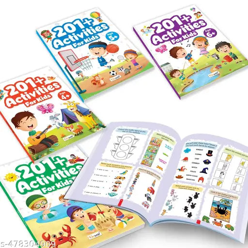 Educational activity book for children :- 201+ Activities for Kids for Age 3 4 5 and 6+ : Fun exercises for kids Children’s activity book Kids educational workbook - Pack of 4 Books