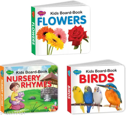 Flowers Nursery Rhymes and Birds board book for kids : Board book for kids Rhymes book for kids Learning books for kids - Gift pack of 3 board books for kids