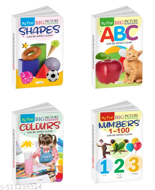 My First Big Picture Board Book ABC Numbers 1-100 Shapes and Colours : Interactive board books for toddlers Kids educational picture books Fun picture books - Pack of 4 board books