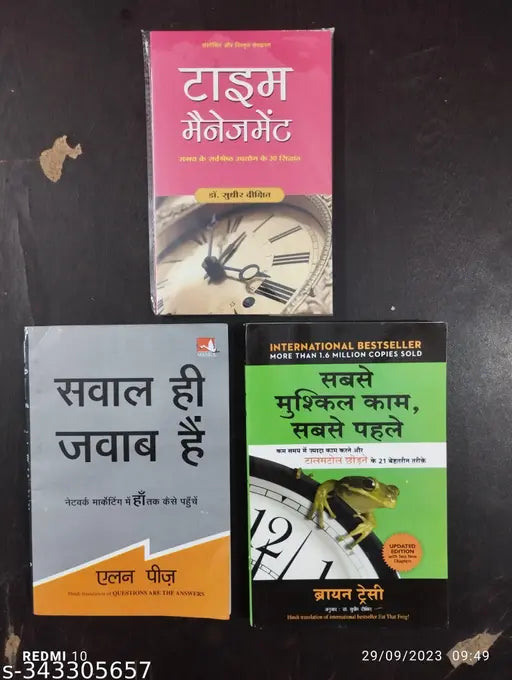 3 Book Combo - Time Management Sawal Hi Jawab H Sabse Muskil Kam Sabse Pahle (Hindi Paperback Dr. Sudhir Dixit Allen Pease Brain Tracy)