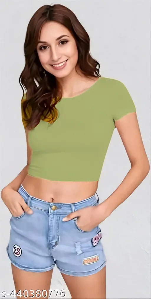 Soft Fabric Round Neck Simple Short Sleeve Fashionable Top For Woman