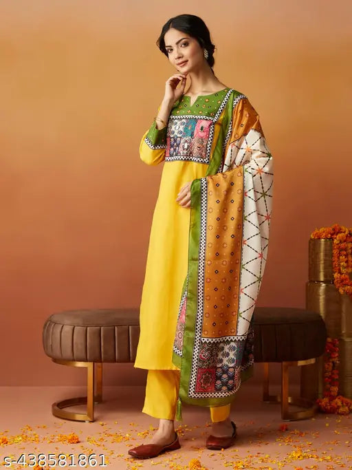 Women's Handwork Kurta & Pant With Dupatta set