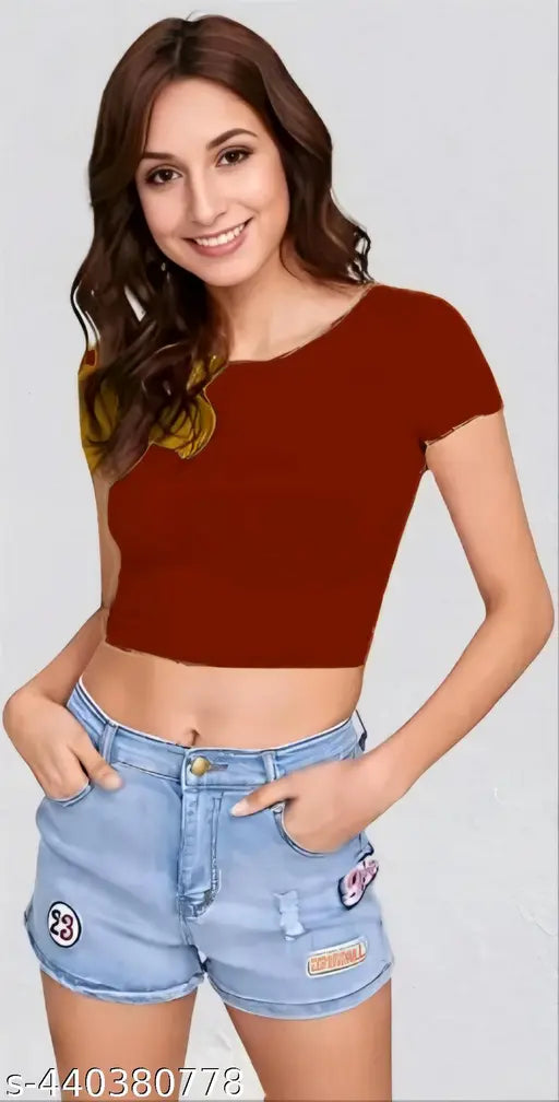 Soft Fabric Round Neck Simple Short Sleeve Fashionable Top For Woman