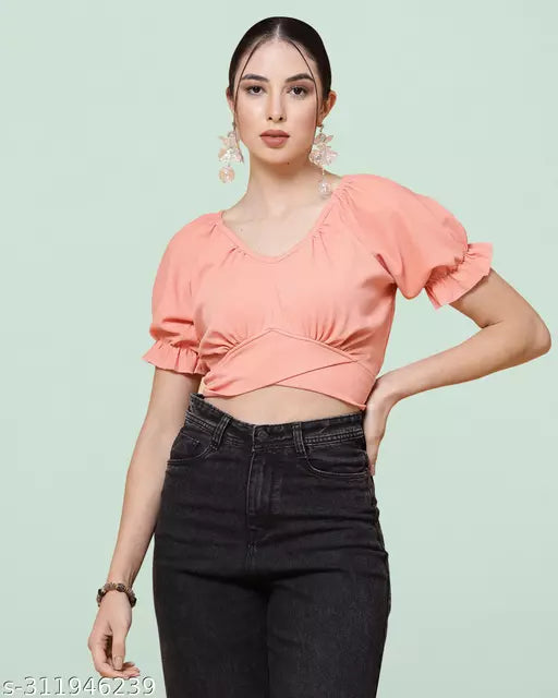 New Solid Lycra Western Wear Top