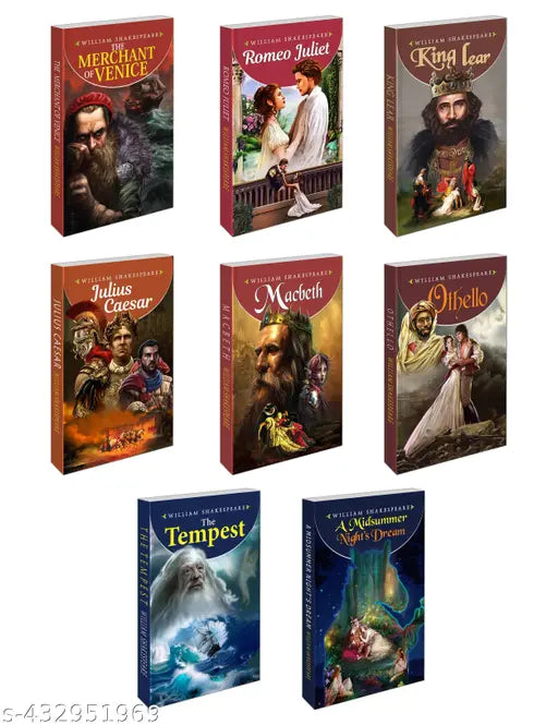 The Merchant of Venice Romeo Juliet King Lear Julius Caesar Macbeth Othello The Tempest and A Midsummer Night's Dream book for kids : Children story book Kids learning book Classic story book - Set of 8 story book for kids.