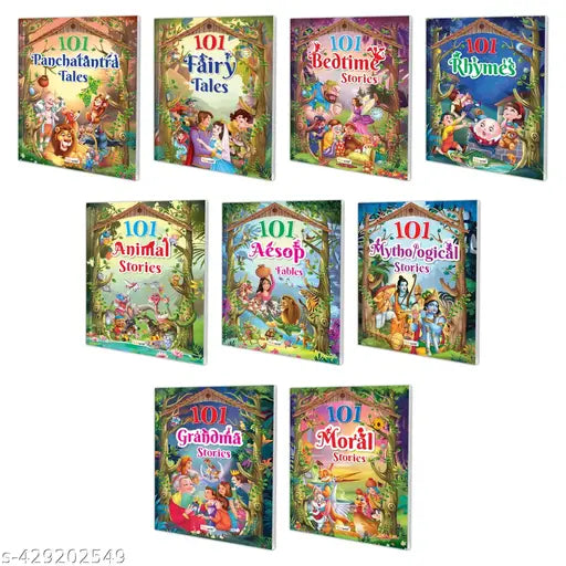 101 Panchatantra Fairy Bedtime Rhymes Animal Aesop Mythology Grandma and 101 Moral Stories (Ages 3-12) (Paperback) : Children learning story book Fun educational story Kids bedtime stories - Pack of 9 story books
