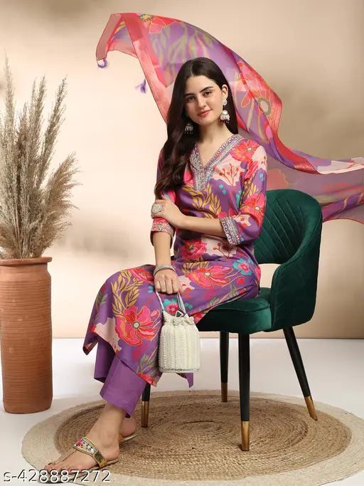 Women's Printed Kurta & Pant with Dupatta set