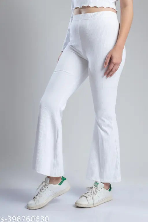 Redamancii Ribbed Bell Bottom Plazzo