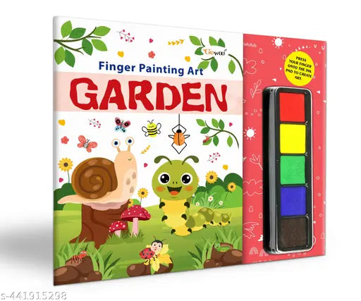 GARDEN - Fingerpainting and Colouring Art : Children’s creative thumbprint art book Kids colouring book Art activity book for children for Ages 4-9
