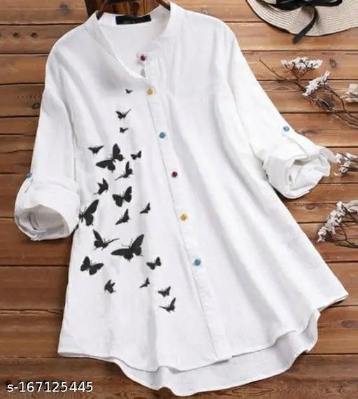 Classy Black Titali Printed Womens Top Tunic