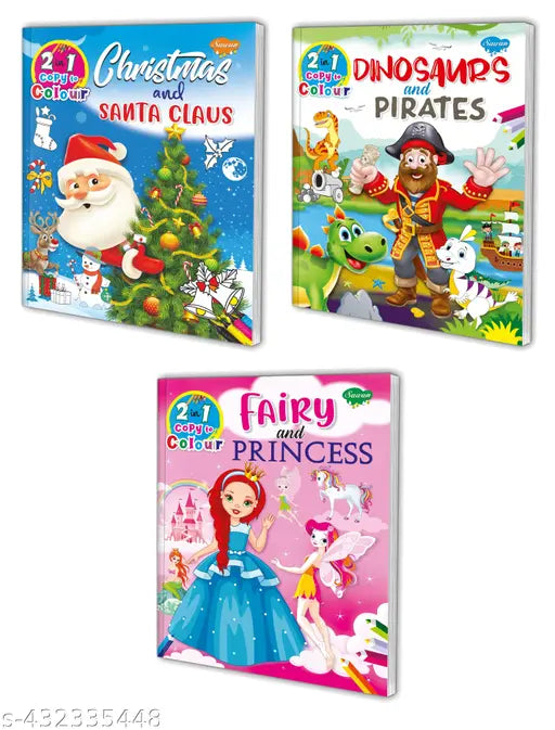 Christmas and Santa Claus Dinosaurs and Pirates and Fairy and Princess 2 in 1 Colouring books for kids : colouring books for kids Colouring Activity books for kids Creative colouring books - Set of 3 colouring books for kids (Paperback).