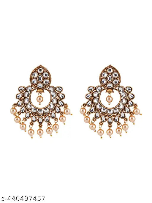 earring's Modern Chandbali Earrings Fashionable peach Chandbali Earrings-
