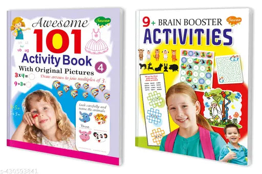 Awesome 101 Activity Book–4 and 9+ Brain Booster Activities books for kids : Activity books for kids Educational books for kids Learning Activity books for kids - Set of 2 Activity books for kids.