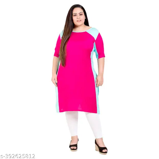 Blushing Rayon Plus Size Pink Kurti by FAZZN