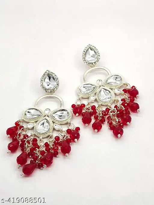 FASHION DANGLER YELLOW EARRINGS MINAKARI WORK WITH KUNDAN STONE AND BEADS HANGINGS