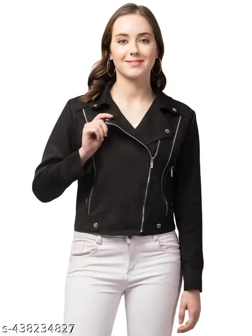 Avyola Women Winter wear Suede Solid Zipper Jacket Polyester Long Sleeves Jacket