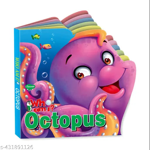 Octopus 'Who Am I' Die-Cut Shape Board-Book : Die cut board book for kids Learning book for kids Educational learning book.